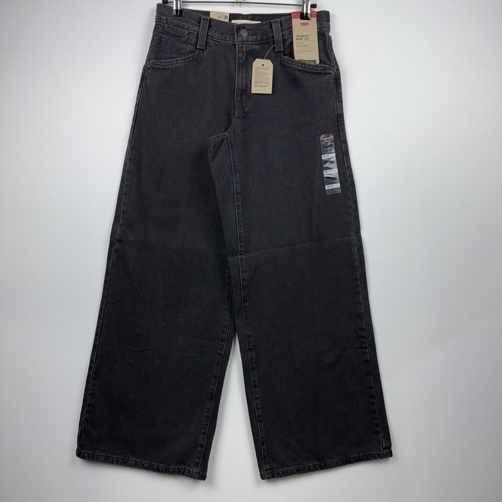 Levi's‎ Women '94 Baggy Wide Leg Relaxed Fit Mid Rise Zip Fly Jeans 25x31 Black